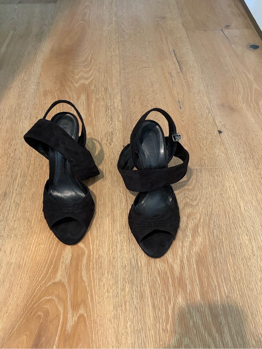 Schultz open toe suede heels